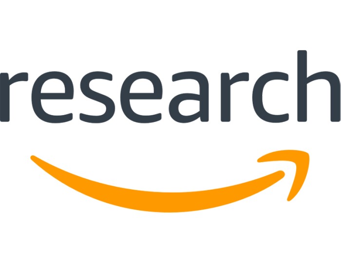 Das Amazon Research-Logo und daraunter ist das Amazon-Smile-Symbol