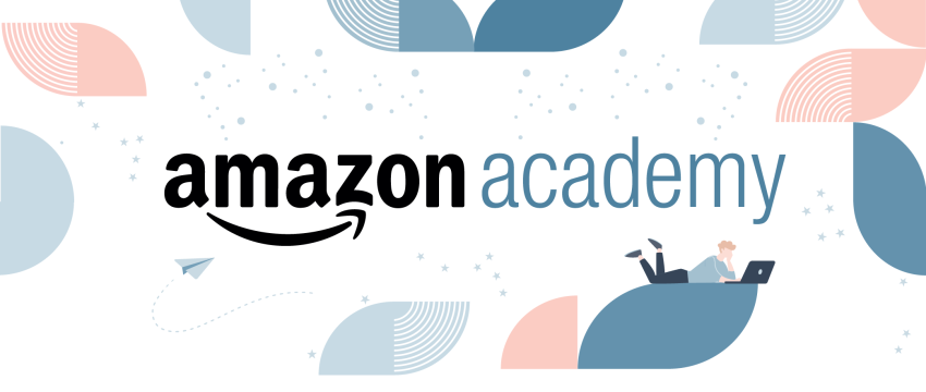illustration for the amazon academy with a collage of pictures from Amazon sellers