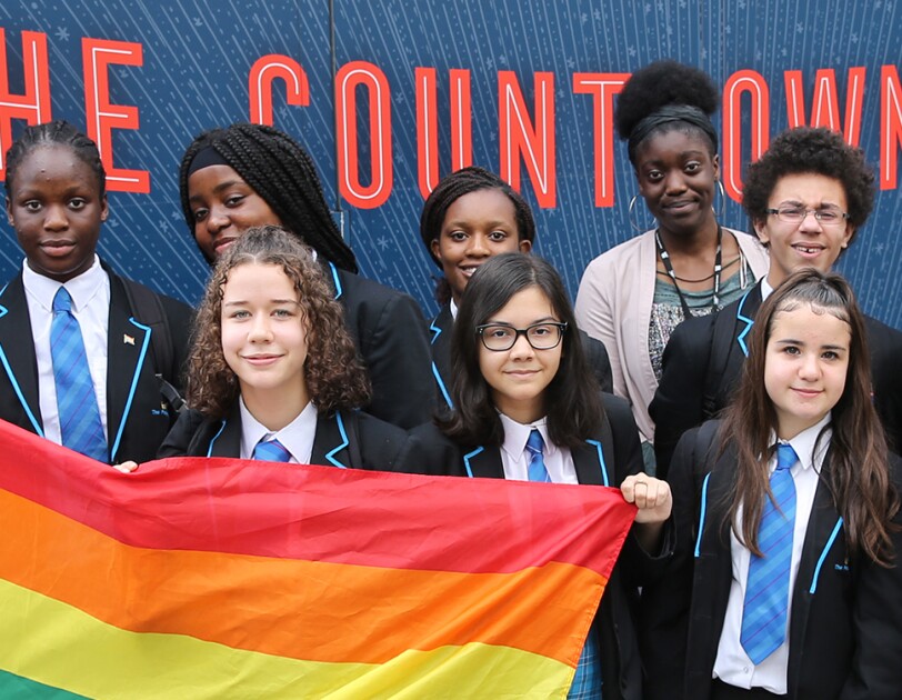 school children at the Amazon LGBT+ reading roadshow