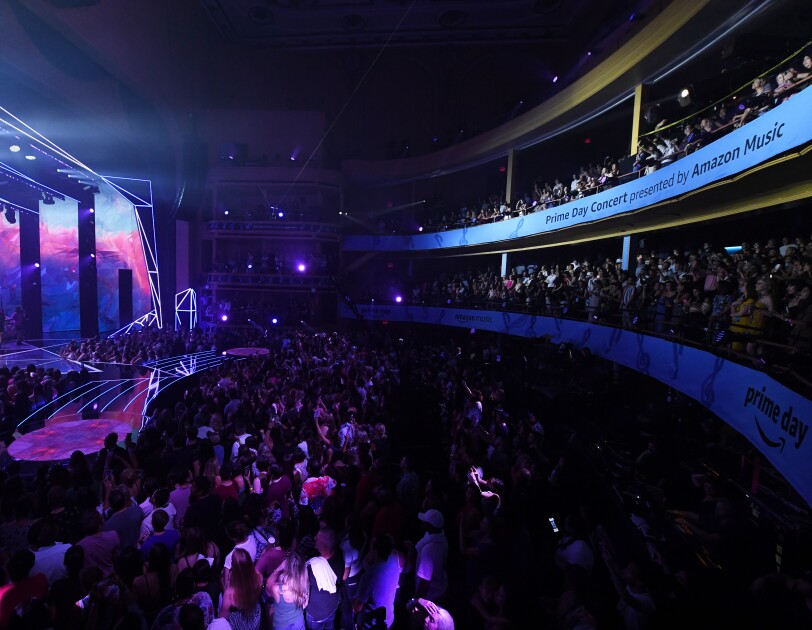 Taylor Swift on the stage of The Prime Day Concert, Presented by Amazon Music