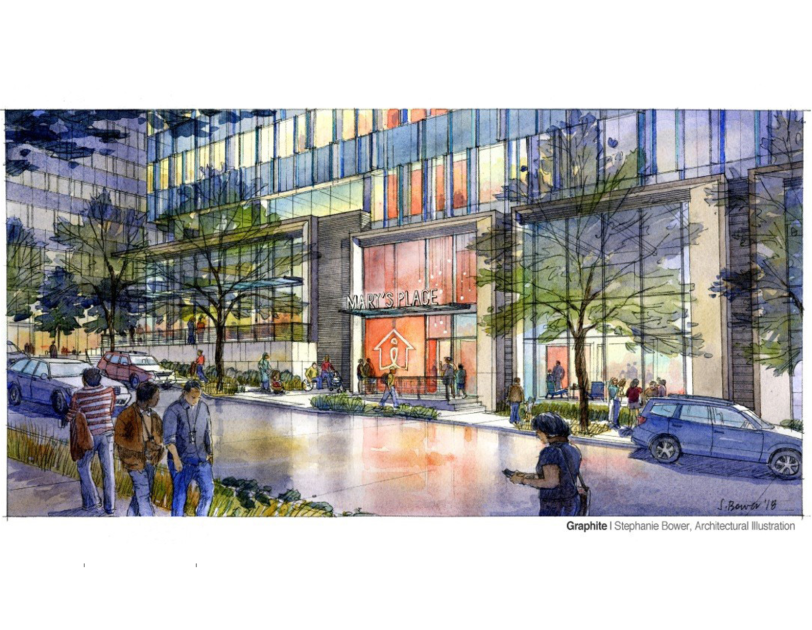 Mary's Place permanent shelter, exterior rendering
