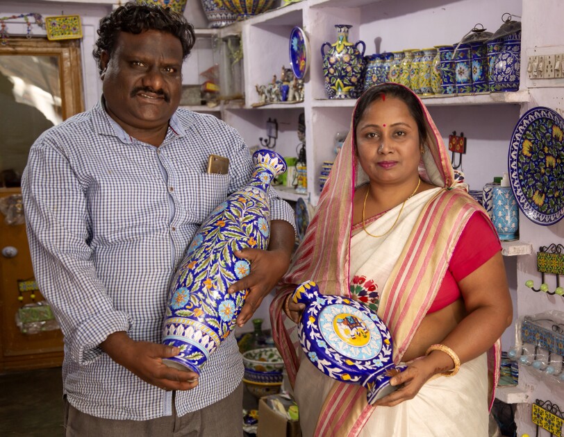 Aditya Blue Art Pottery couple - Amazon India