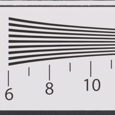 Nine black lines on a light background. As the lines move from left to right they converge. Below the lines are the numbers 6, 8, and 10.