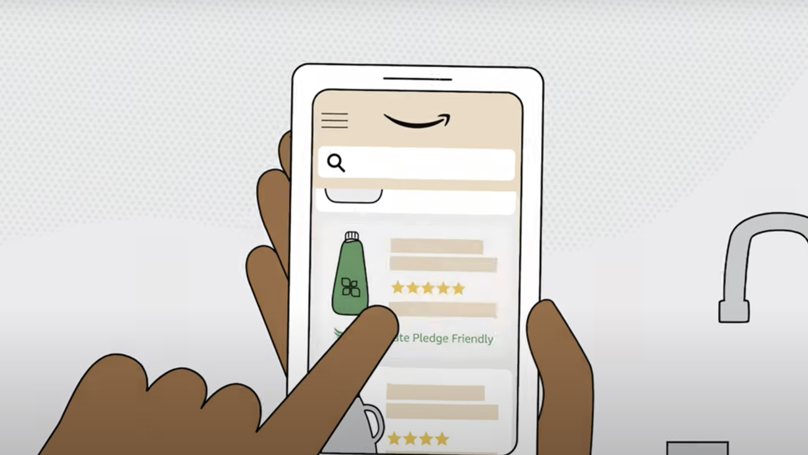 Sustainable Shopping, showing easy online shopping from phone