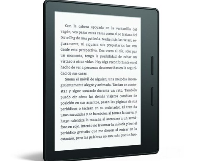 Kindle con un texto en español en la pantalla.