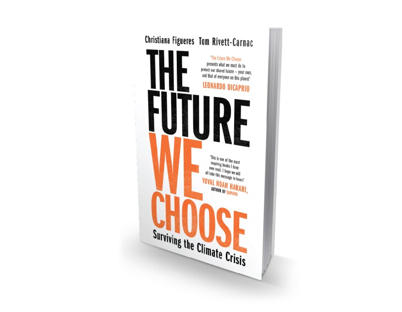 A render of Christiana Figueres' book, The Future we choose