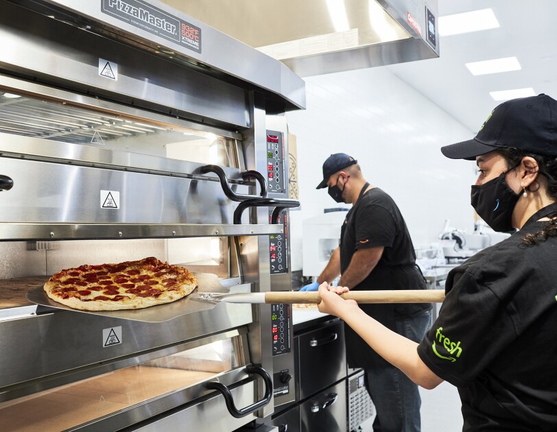 Food inside an Amazon Fresh grocery store in Woodland Hills, California.