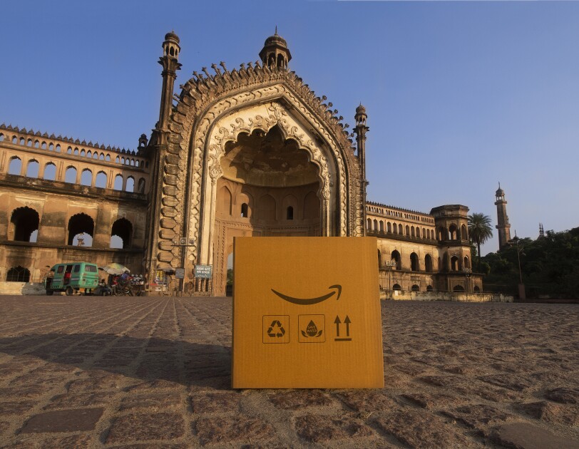 Journey of the Amazon box across iconic Indian locations