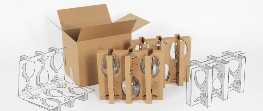 glasses in boxes