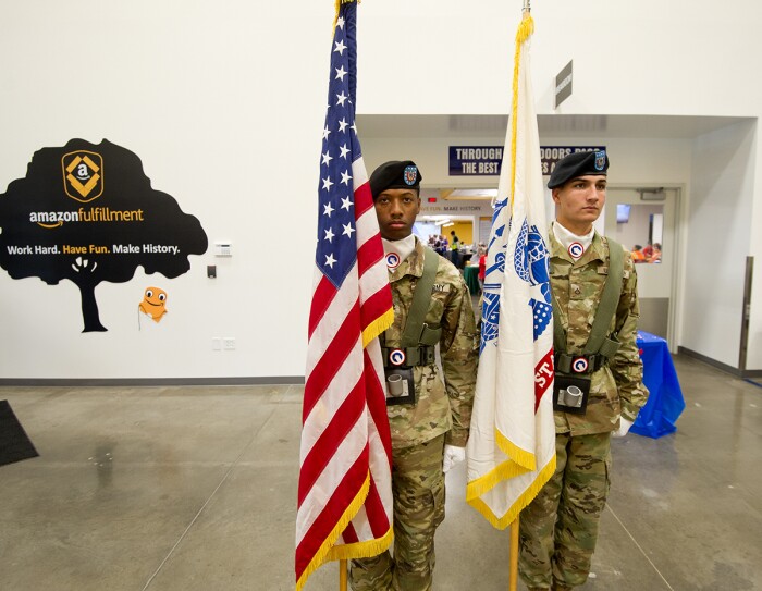 Ft. Knox Color Guard presentation at Amazon Campbellsville, Kentucky