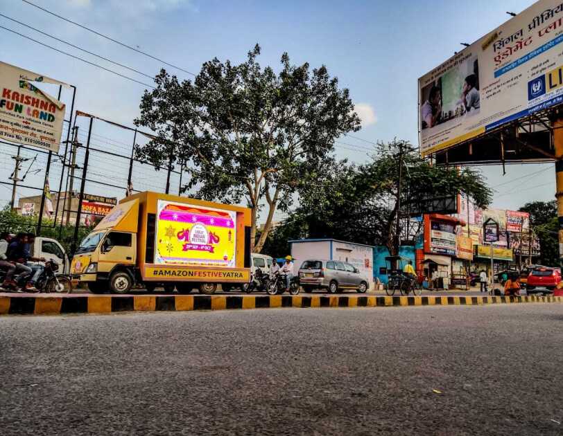 FEstive truck on the street in Mathura