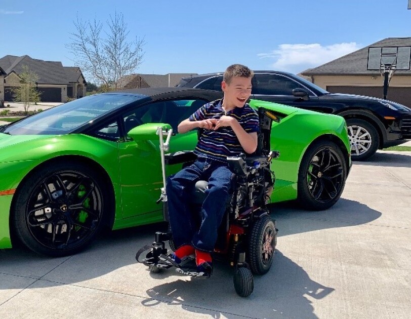 Kaden has cerebal palsey, and loves riding in the car.