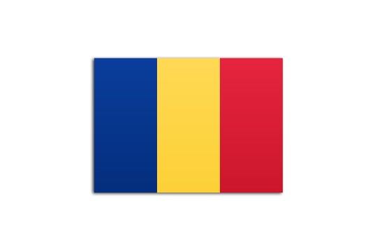 Flat flag of Romania on a white background