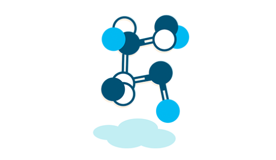 An illustrated structural view of a molecule symbolizing Amazon's chemicals policy.