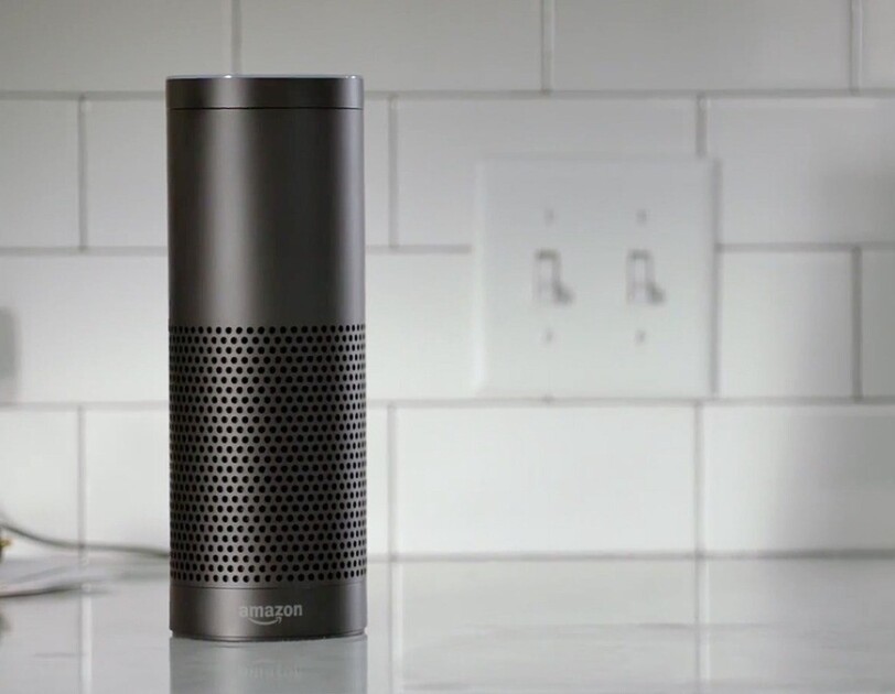 Amazon Echo device in kitchen setting