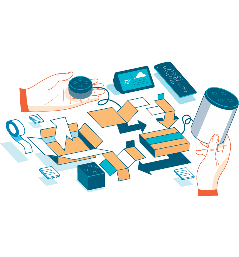 Amazon Sustainability products and box packaging illustration