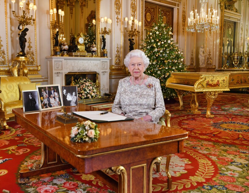 Queen Elizabeth II poses for a photo after she recorded her annual Christmas Day message.