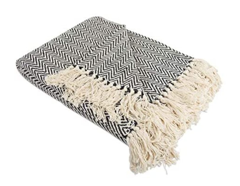 DII Rustic Farmhouse cotton chevron blanket throw