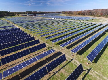 Solar farms likes this are just one of the ways AWS is working to achieve its goal of 100% renewable energy.
