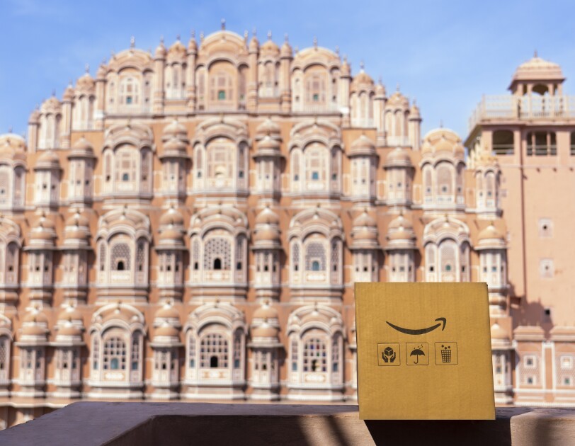 Journey of the Amazon box across iconic Indian locations