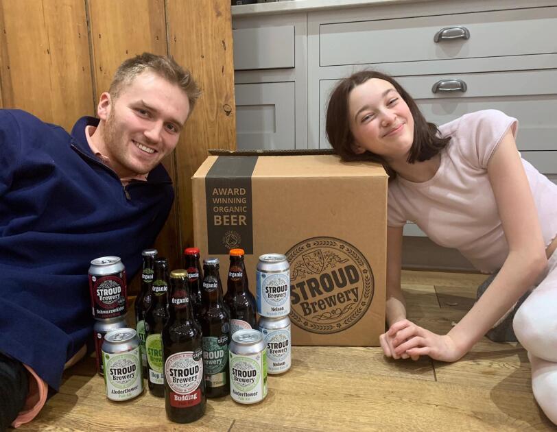 Campus challenge runners up in front of their products from STROUD Brewery.