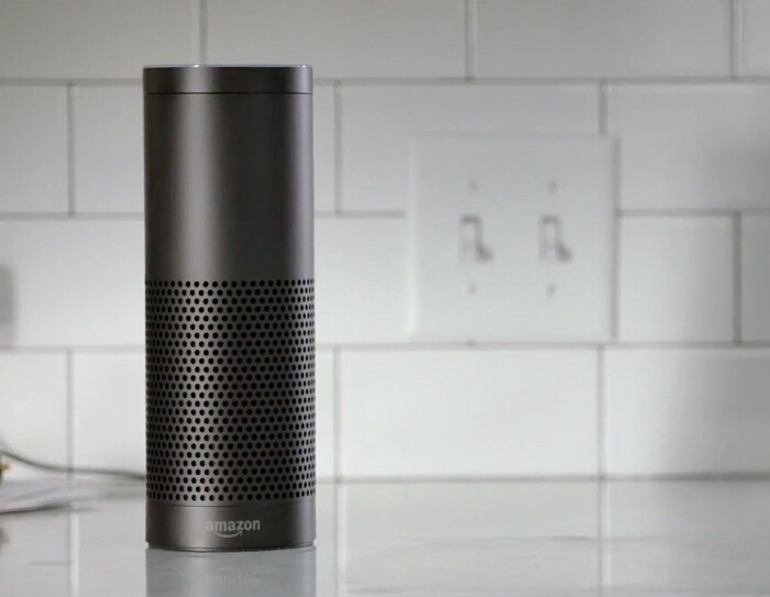 Amazon Echo device in kitchen setting