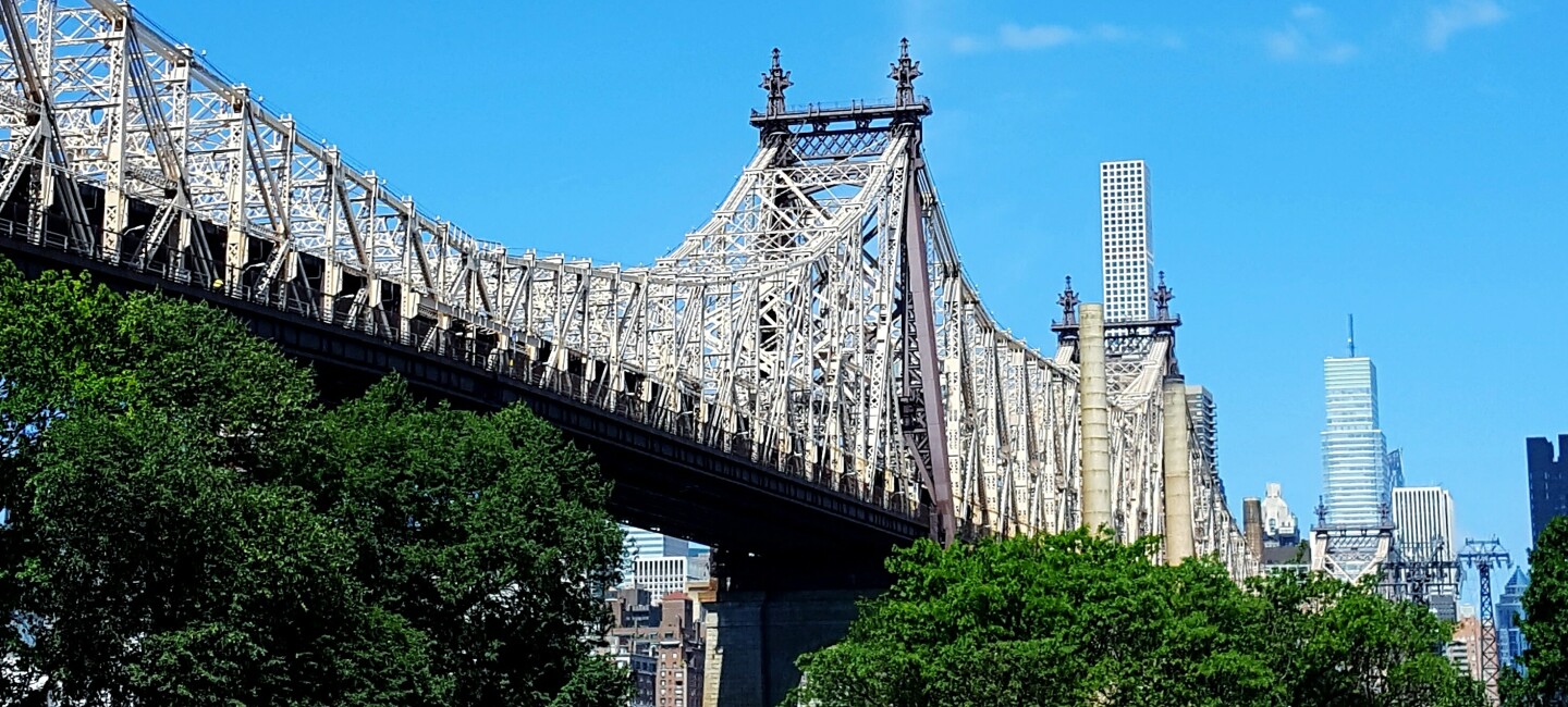 A Low-Angle View of the Ed Koch Queensboro Bridge Against Sky