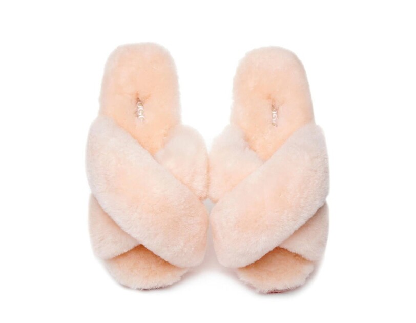Ugg plush cross-band slippers