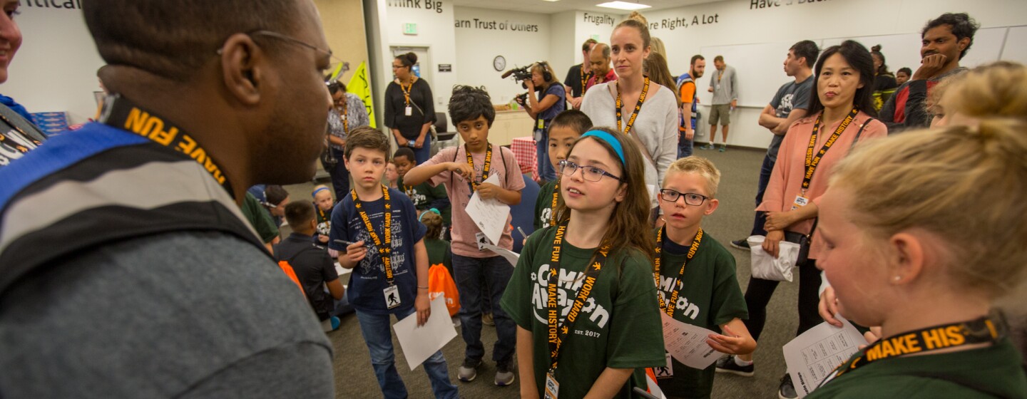 Young students at Camp Amazon event at the BFI3 fulfillment center