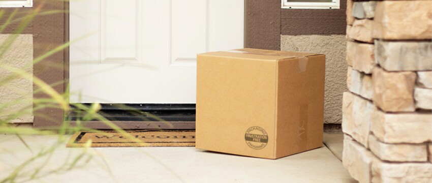 frustration free packaging box on a doorstep