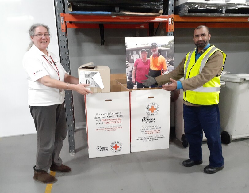 Amazon Flex delivery partners collect foods parcels from Red Cross and make “no-contact” deliveries directly to the doorsteps of those in need