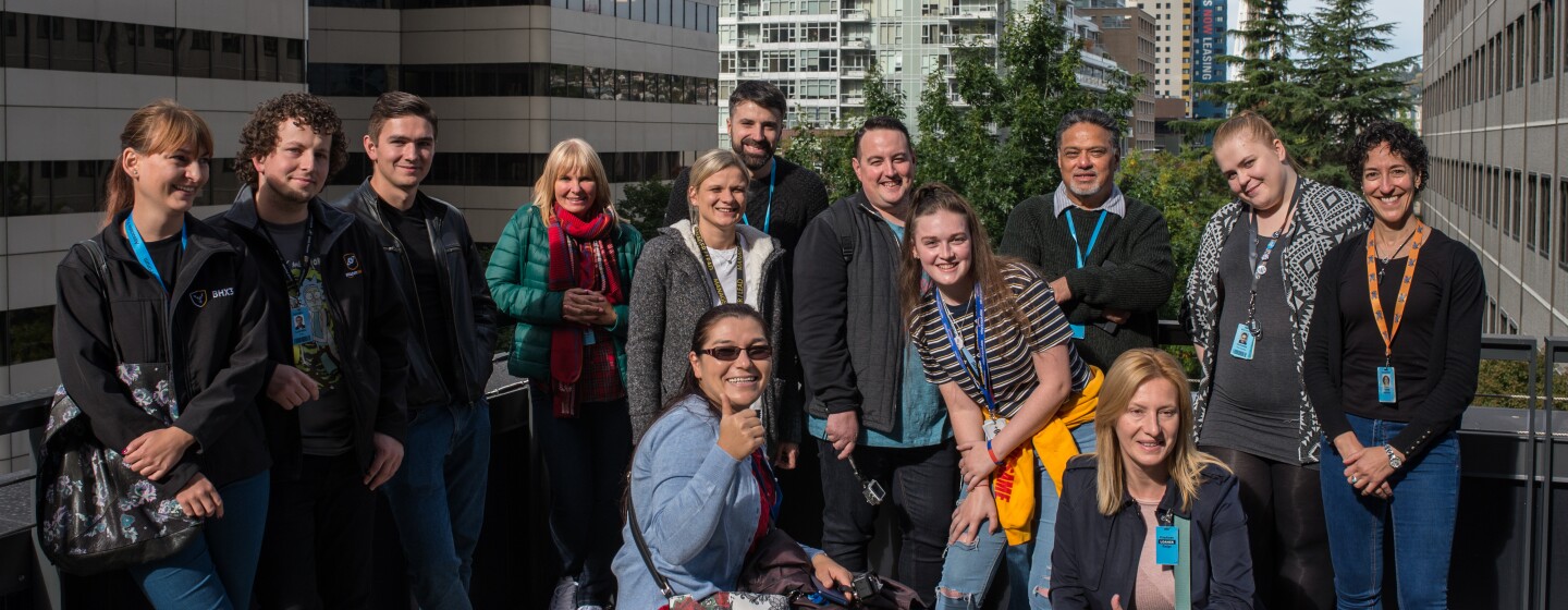 Participants in the 'I Found The Right Place' UK 2018 programme pictured in Seattle with the Space Needle in the background