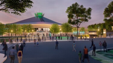 Rendering of the new Climate Pledge Arena in Seattle, Washington