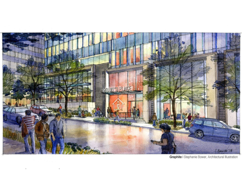 Mary's Place permanent shelter, exterior rendering
