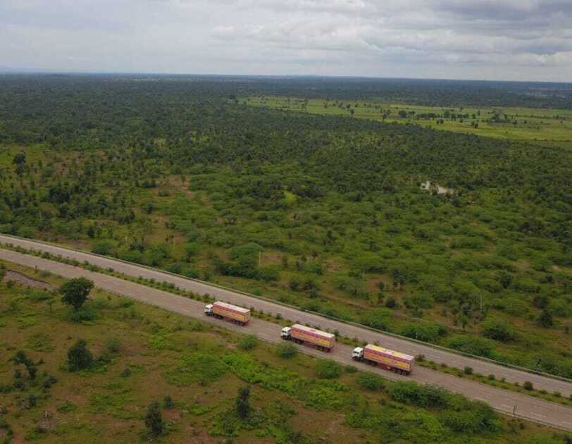 Trucks on highway to Indore