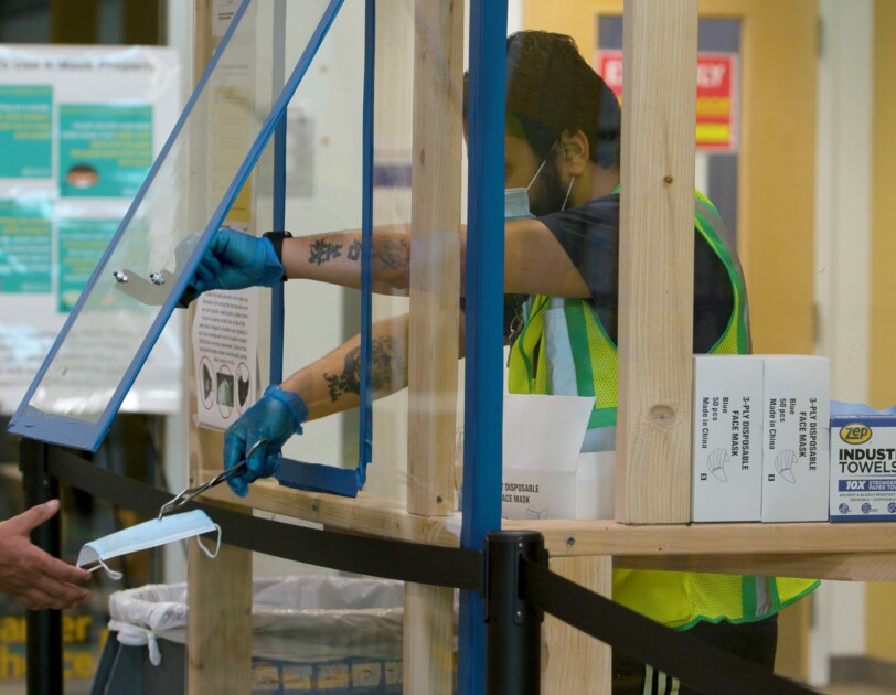 Amazon associate working with social distancing measures in place