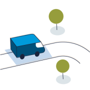 An illustration of an energy efficient Amazon truck representing the transportation component of Shipment Zero.