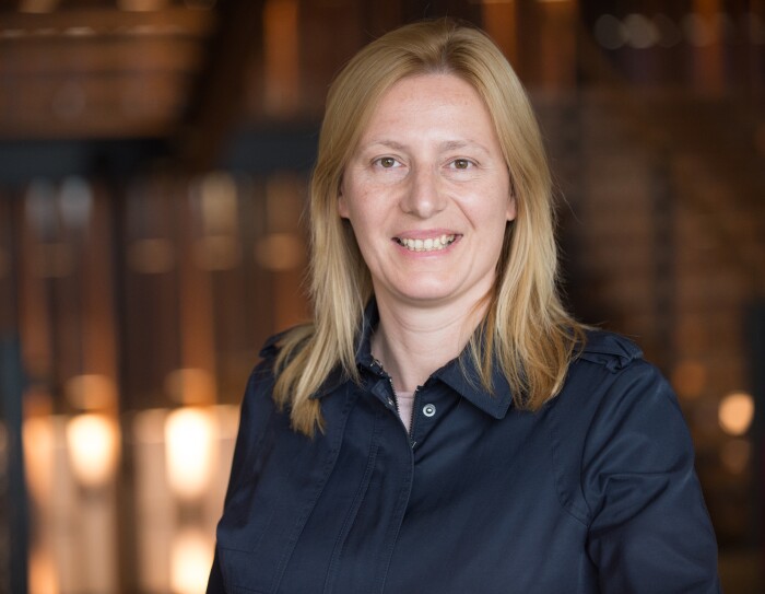 Katya Karklisiyska, fulfilment centre employee at Amazon in Dunstable, pictured in the Amazon office in Seattle