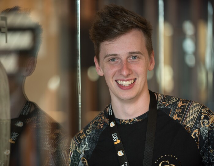 Thomas Mason, health and safety coordinator at Amazon in Rugeley, pictures in the Amazon office in Seattle