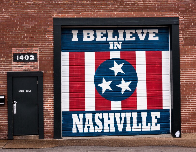 Mural in Nashville that says "I believe in Nashville"