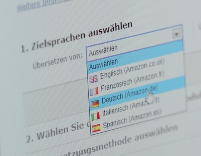 Zielsprache auswählen wir auf dem Bildschrim angezeigt