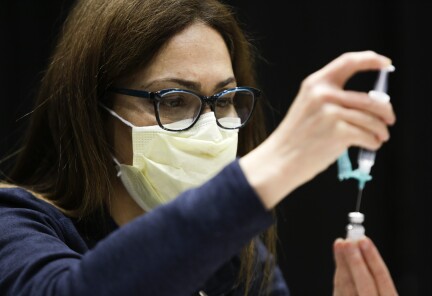 A COVID-19 vaccine clinic hosted on Amazon's Seattle headquarters