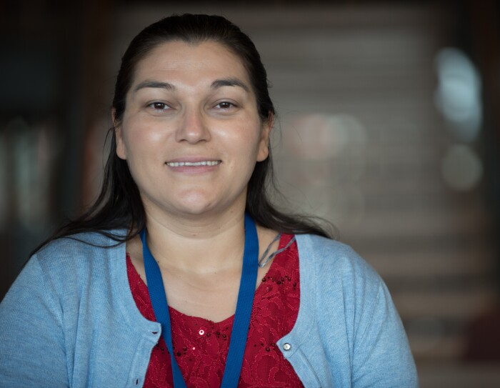 Daniela Cotoros, fulfilment centre employee at Amazon in Milton Keynes, pictured in the Amazon office in Seattle