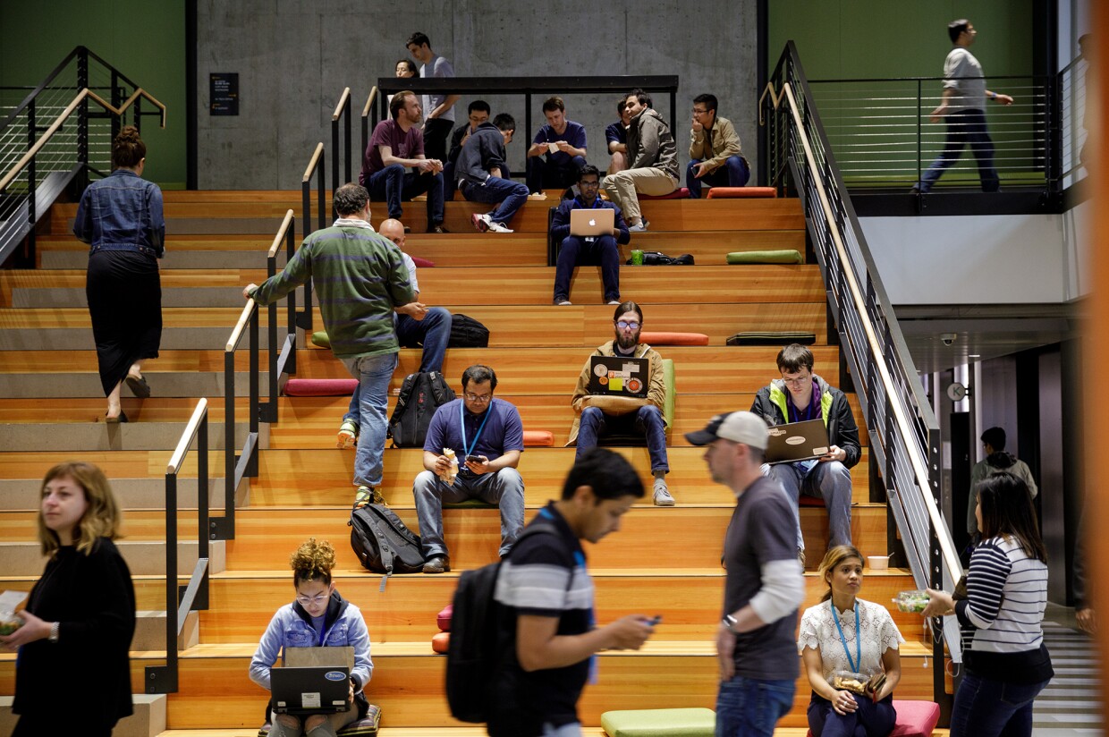 Employees on the stairs in Seattle