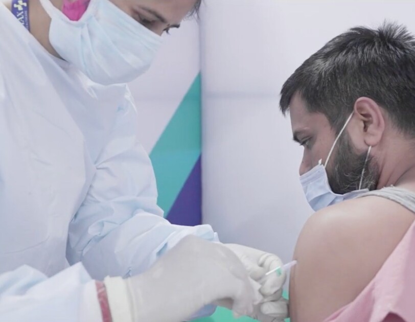 A man getting vaccinated