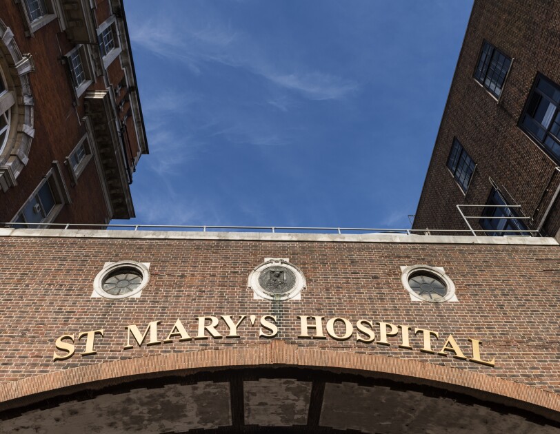 Front brickwork of St Mary's Hospital