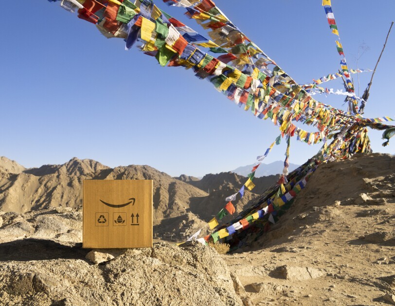 Journey of the Amazon box across iconic Indian locations